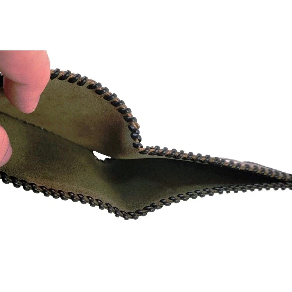 PROUD TO BE AN AMERICAN VETERAN! Handmade Gray Leather Billfold Wallet Bifold